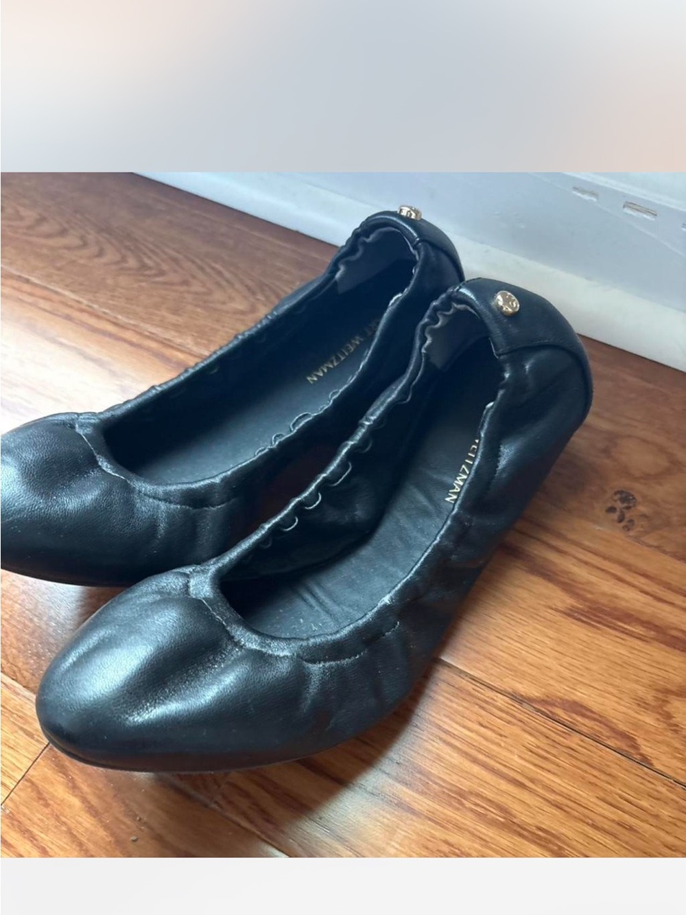 Stuart weitzman Black Women's Leather Ballet Flats - Quilted Detail